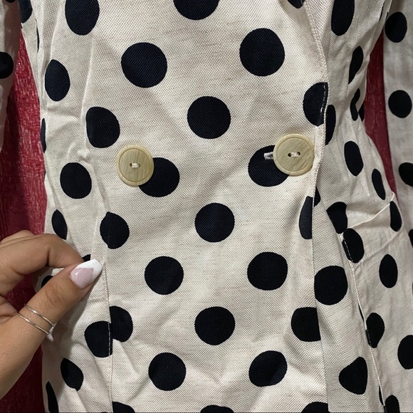 TopShop Heather Beige Gray Black Polka Dot Blazer - Picture 5 of 6